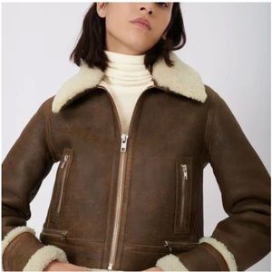 Maje Bartonfinko Shearling Sherpa Jacket In Brown